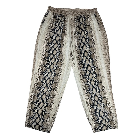 Joie Pants - Women's Sz: L Joie Ceylon Snake Print Viscose Drawstring Casual Pants